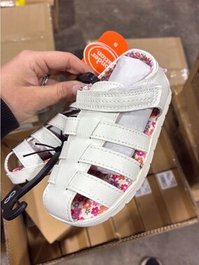 wonder nation White Fisherman Sandals with Floral Insole
